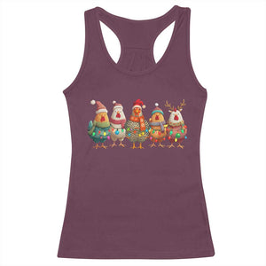 Funny Christmas Chicken Racerback Tank Top Funny Xmas Chickens Animals Farm Lover Gift TS10 Maroon Print Your Wear