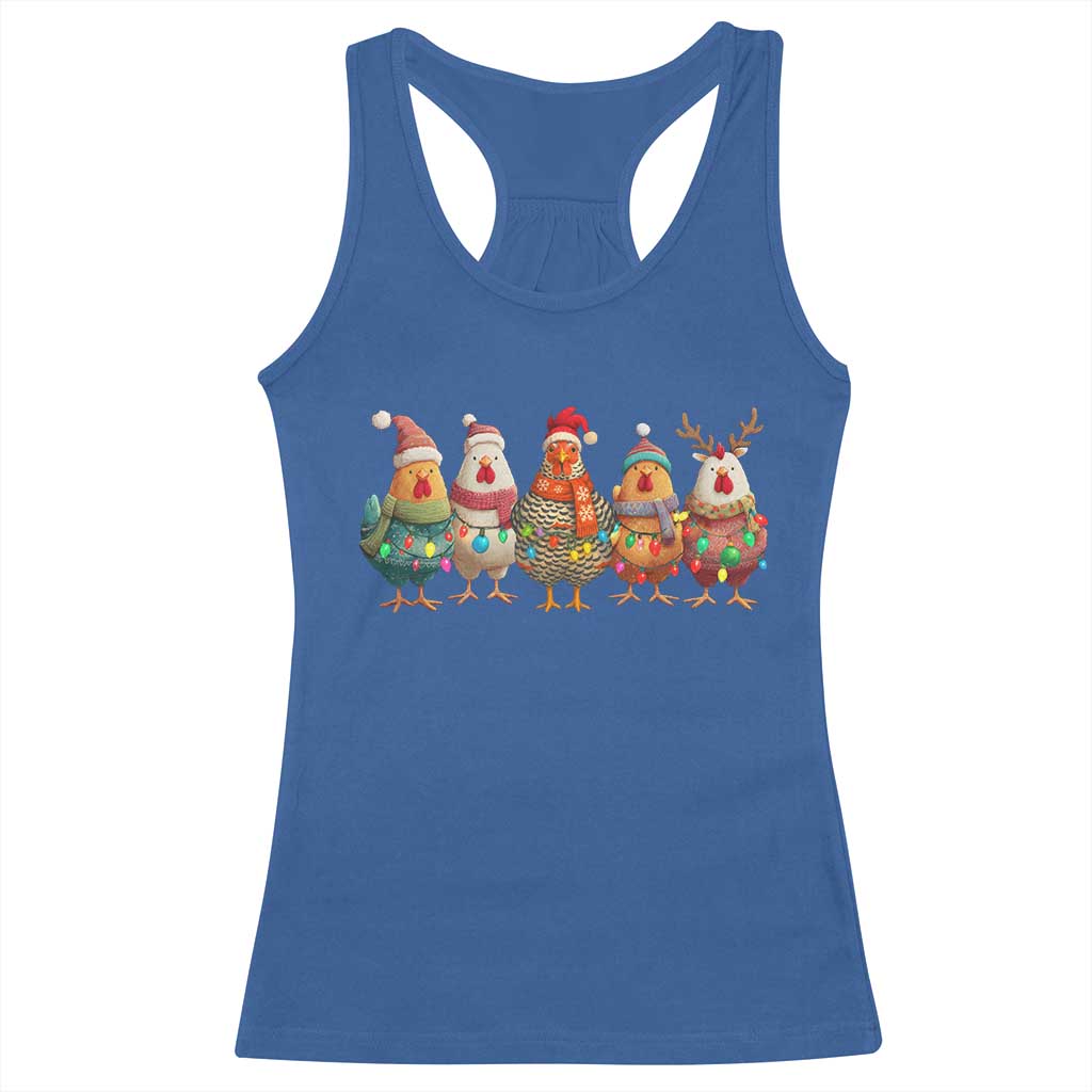 Funny Christmas Chicken Racerback Tank Top Funny Xmas Chickens Animals Farm Lover Gift TS10 Royal Blue Print Your Wear