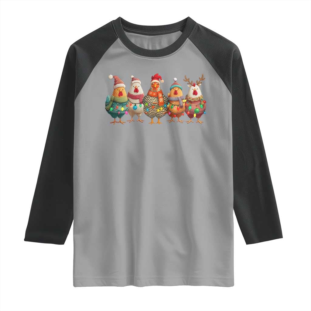 Funny Christmas Chicken Raglan Shirt Funny Xmas Chickens Animals Farm Lover Gift TS10 Sport Gray Black Print Your Wear