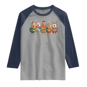 Funny Christmas Chicken Raglan Shirt Funny Xmas Chickens Animals Farm Lover Gift TS10 Sport Gray Navy Print Your Wear