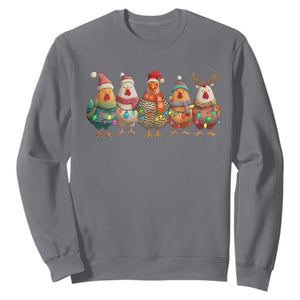 Funny Christmas Chicken Sweatshirt Funny Xmas Chickens Animals Farm Lover Gift TS10 Charcoal Print Your Wear