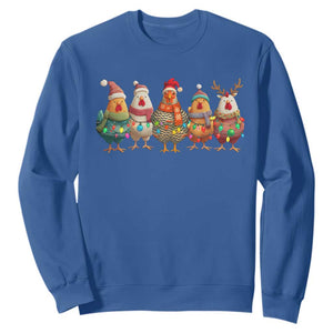 Funny Christmas Chicken Sweatshirt Funny Xmas Chickens Animals Farm Lover Gift TS10 Royal Blue Print Your Wear
