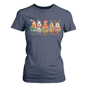 Funny Christmas Chicken T Shirt For Women Funny Xmas Chickens Animals Farm Lover Gift TS10 Navy Print Your Wear