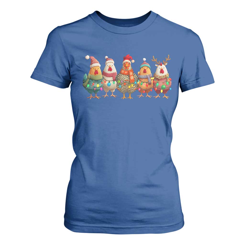 Funny Christmas Chicken T Shirt For Women Funny Xmas Chickens Animals Farm Lover Gift TS10 Royal Blue Print Your Wear
