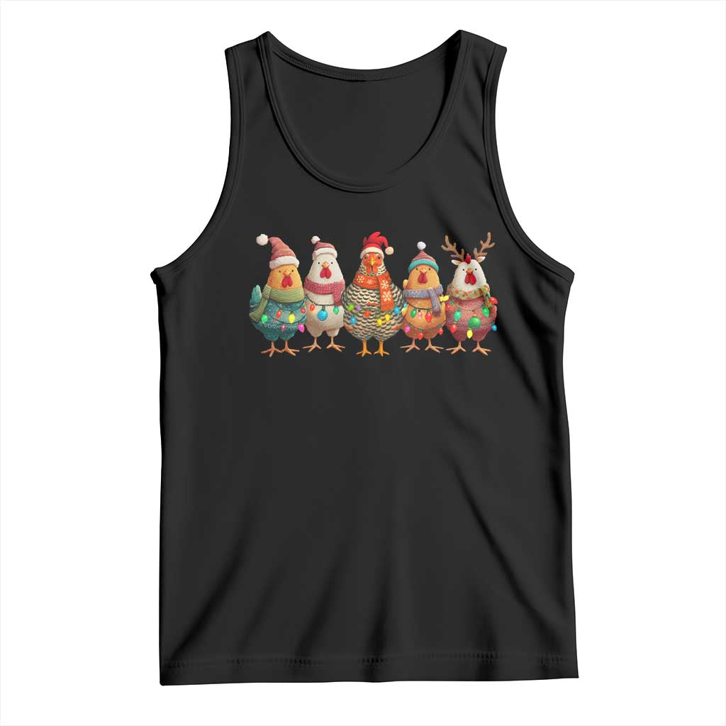 Funny Christmas Chicken Tank Top Funny Xmas Chickens Animals Farm Lover Gift TS10 Black Print Your Wear