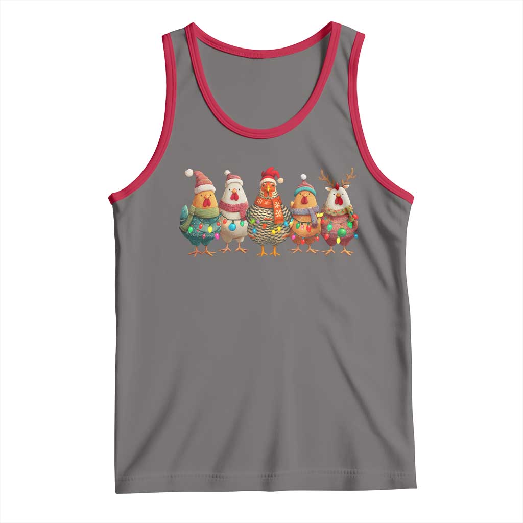 Funny Christmas Chicken Tank Top Funny Xmas Chickens Animals Farm Lover Gift TS10 Deep Heather Red Print Your Wear