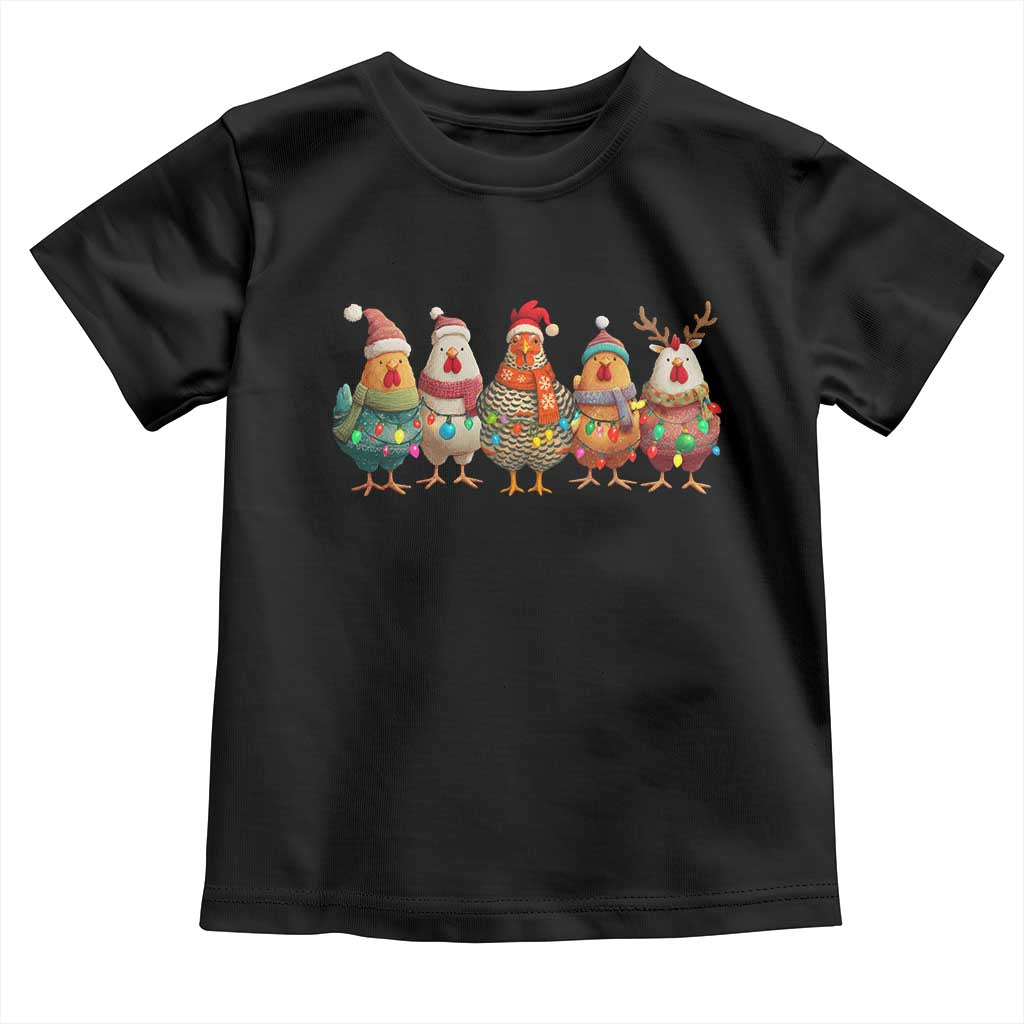 Funny Christmas Chicken Toddler T Shirt Funny Xmas Chickens Animals Farm Lover Gift TS10 Black Print Your Wear