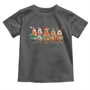 Funny Christmas Chicken Toddler T Shirt Funny Xmas Chickens Animals Farm Lover Gift TS10 Dark Heather Print Your Wear