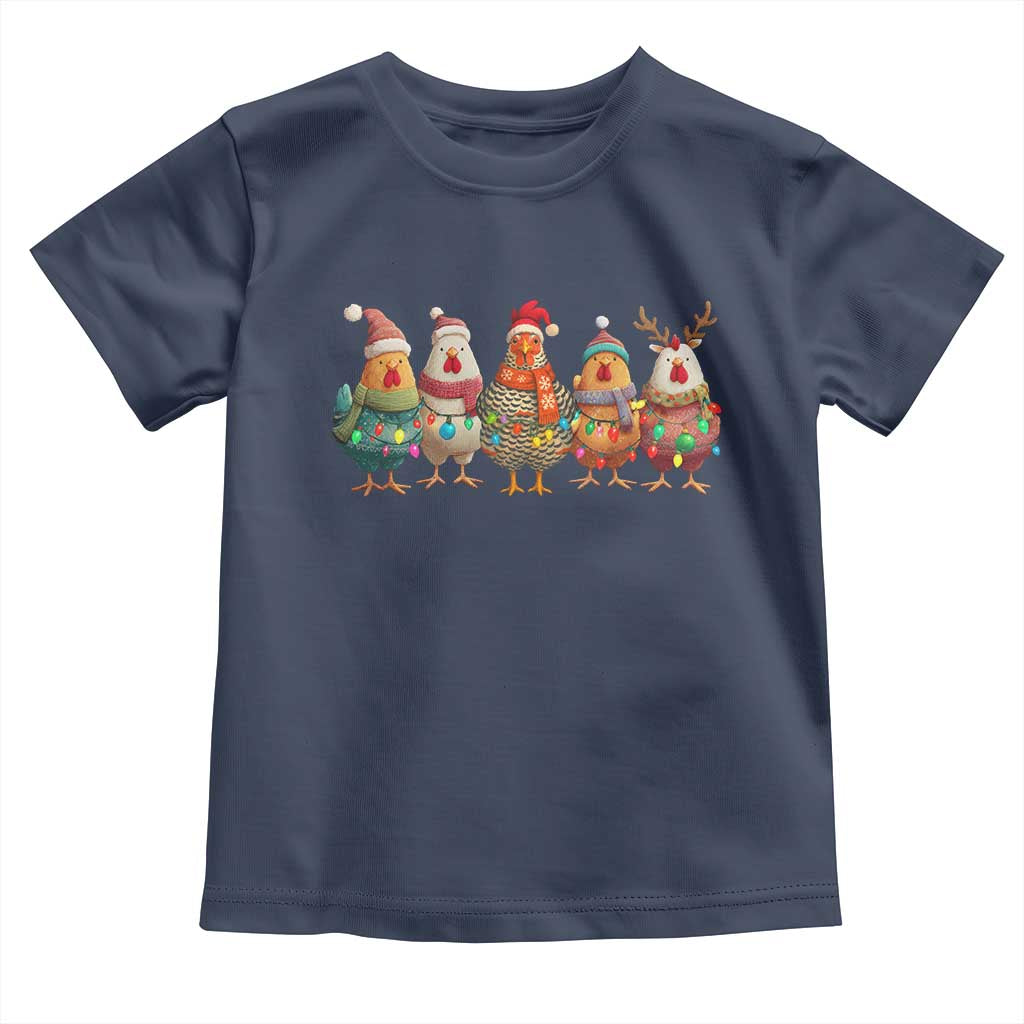 Funny Christmas Chicken Toddler T Shirt Funny Xmas Chickens Animals Farm Lover Gift TS10 Navy Print Your Wear