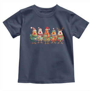 Funny Christmas Chicken Toddler T Shirt Funny Xmas Chickens Animals Farm Lover Gift TS10 Navy Print Your Wear
