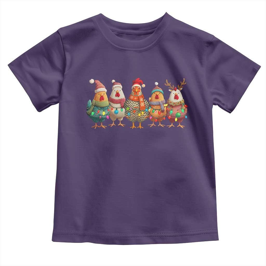 Funny Christmas Chicken Toddler T Shirt Funny Xmas Chickens Animals Farm Lover Gift TS10 Purple Print Your Wear
