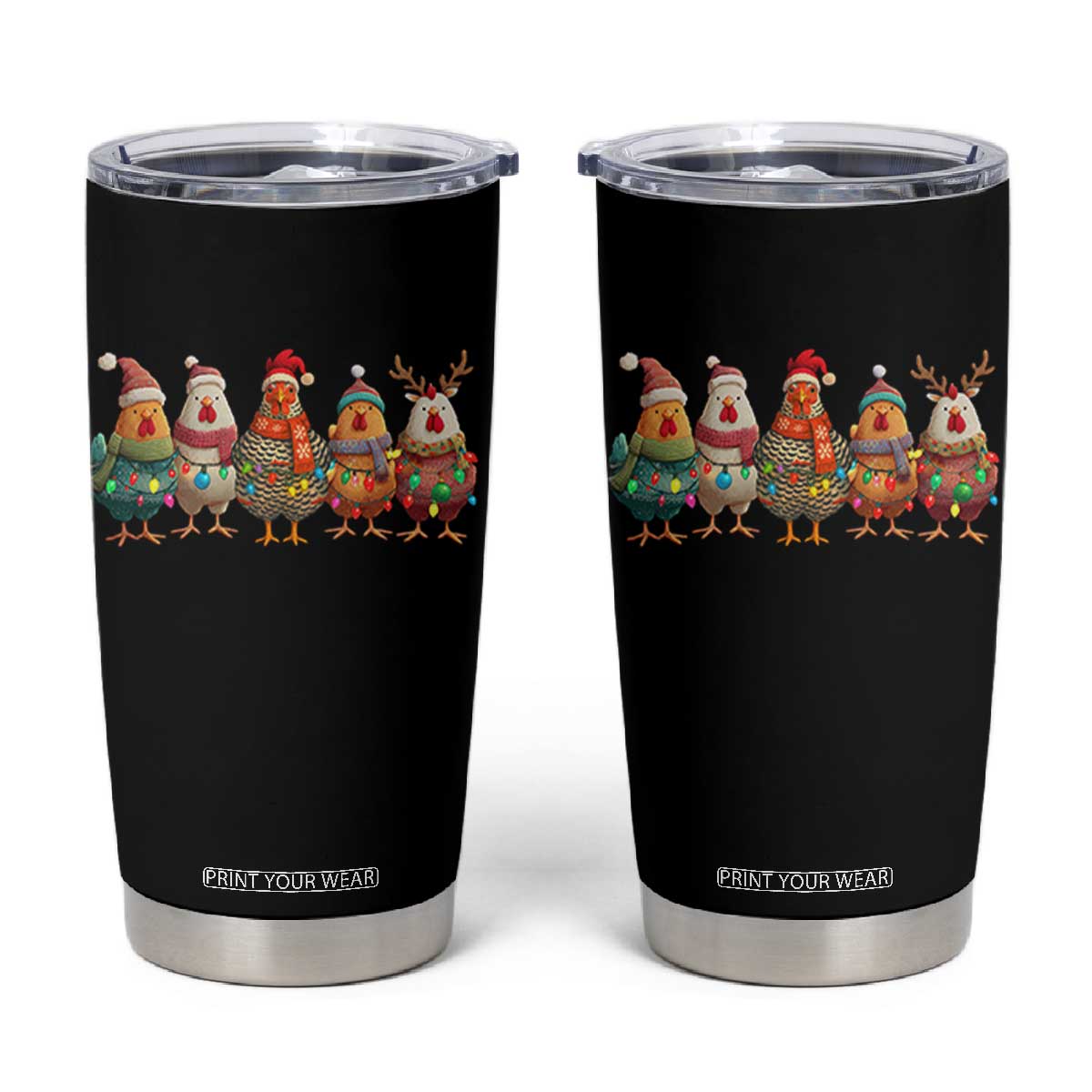Funny Christmas Chicken Tumbler Cup Funny Xmas Chickens Animals Farm Lover Gift TS10 Black Print Your Wear