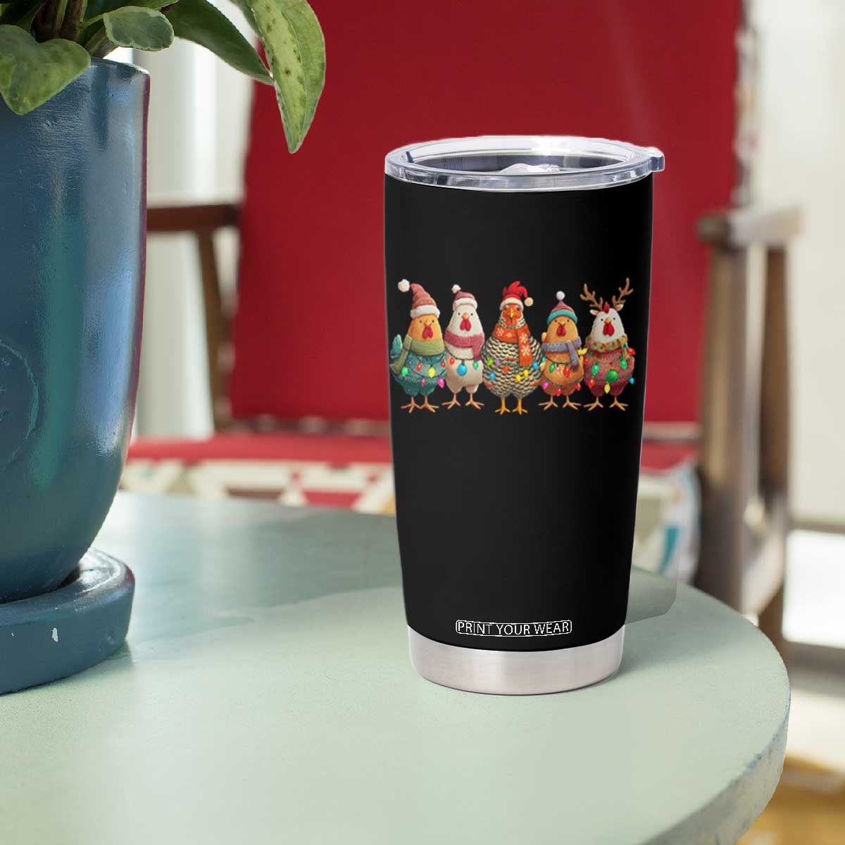 Funny Christmas Chicken Tumbler Cup Funny Xmas Chickens Animals Farm Lover Gift TS10 Print Your Wear