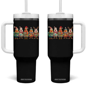 Funny Christmas Chicken Tumbler With Handle Funny Xmas Chickens Animals Farm Lover Gift TS10 One Size: 40 oz Black Print Your Wear