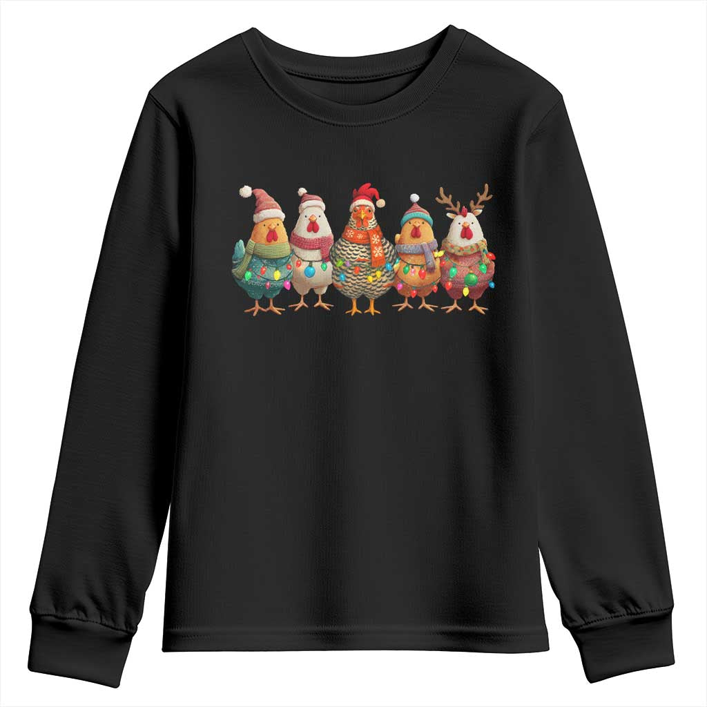 Funny Christmas Chicken Youth Sweatshirt Funny Xmas Chickens Animals Farm Lover Gift TS10 Black Print Your Wear