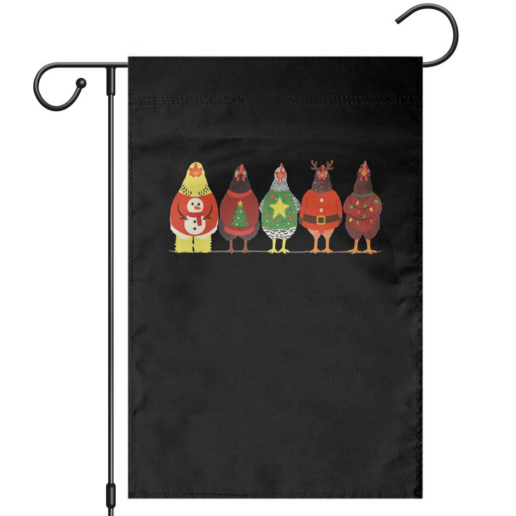 Сute Christmas Chickens Garden Flag Funny Xmas Chickens Farm Animals Lover Gift TS10 Black Print Your Wear