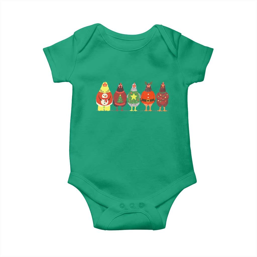 Сute Christmas Chickens Baby Onesie Funny Xmas Chickens Farm Animals Lover Gift TS10 Irish Green Print Your Wear