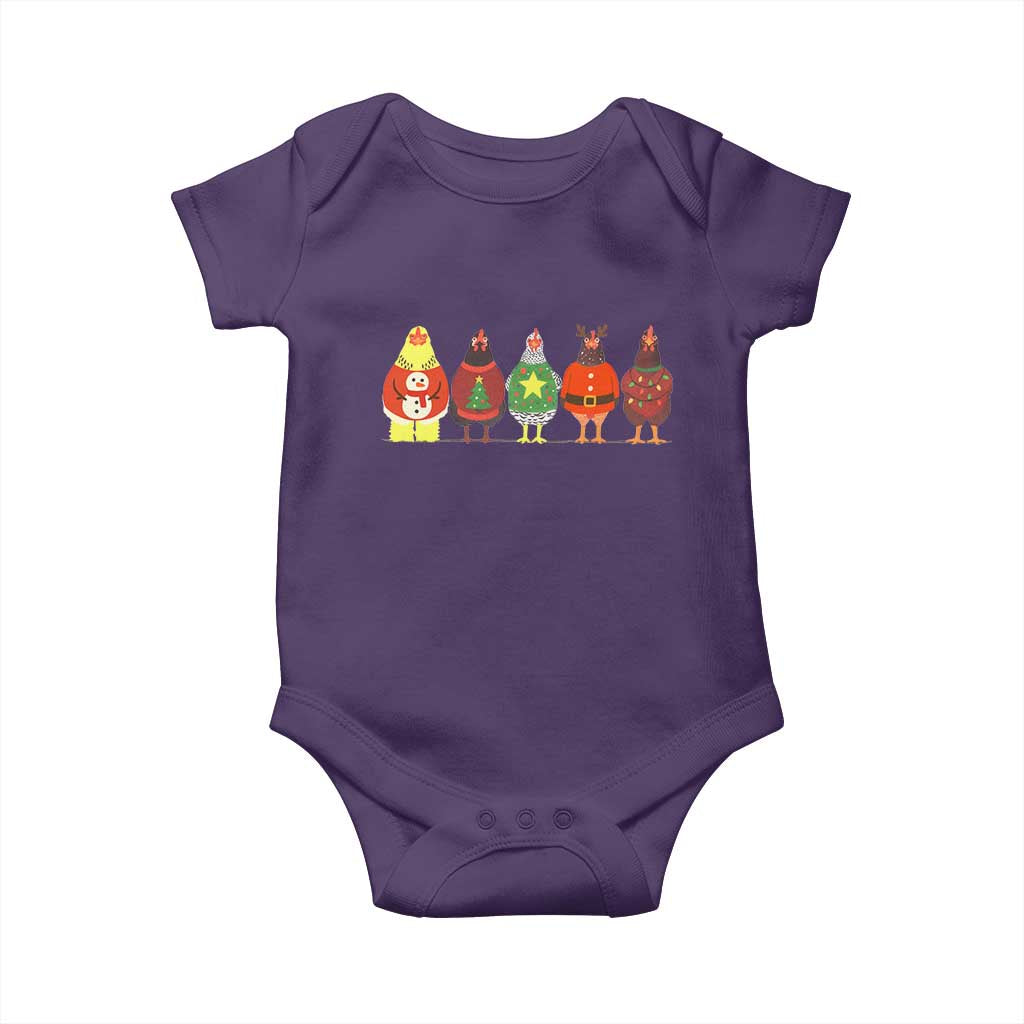 Сute Christmas Chickens Baby Onesie Funny Xmas Chickens Farm Animals Lover Gift TS10 Purple Print Your Wear
