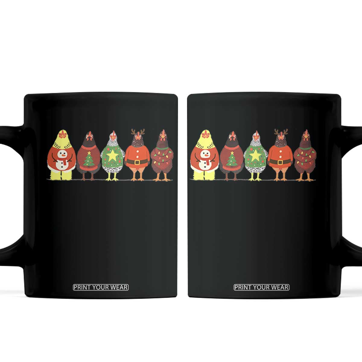 Сute Christmas Chickens Coffee Mug Funny Xmas Chickens Farm Animals Lover Gift - Print Your Wear