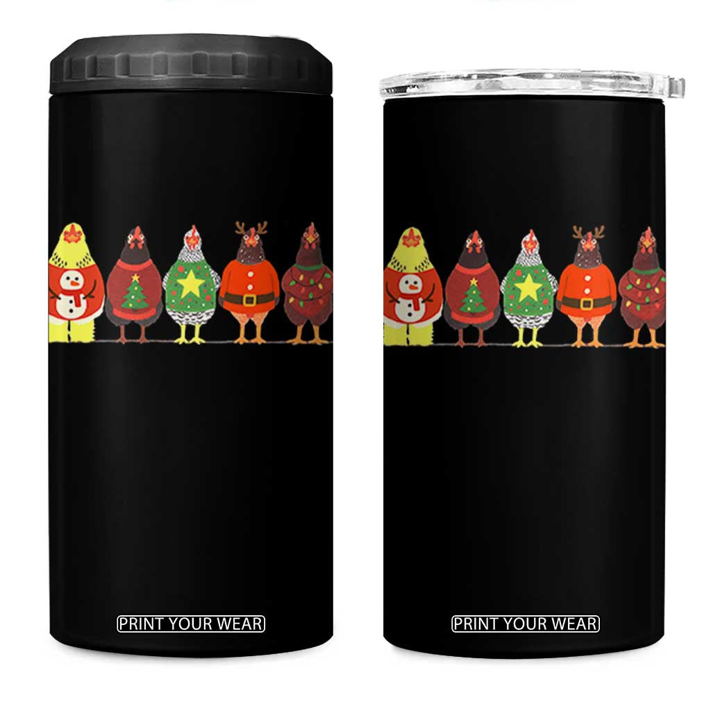 Сute Christmas Chickens 4 in 1 Can Cooler Tumbler Funny Xmas Chickens Farm Animals Lover Gift TS10 One Size: 16 oz Black Print Your Wear