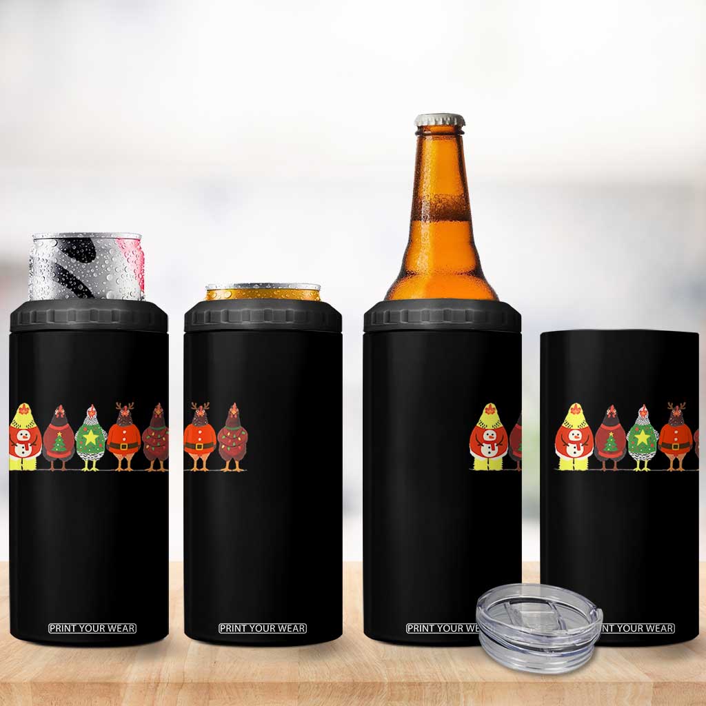 Сute Christmas Chickens 4 in 1 Can Cooler Tumbler Funny Xmas Chickens Farm Animals Lover Gift TS10 Print Your Wear