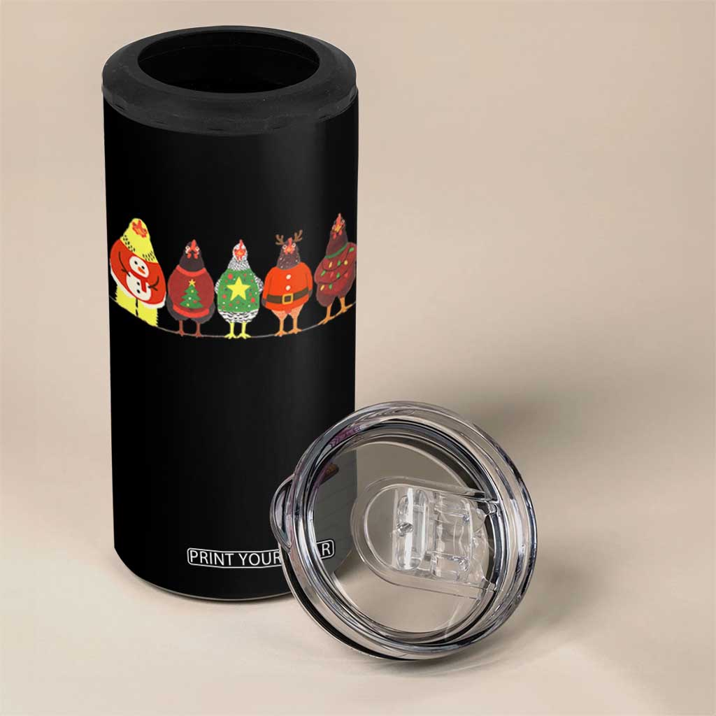Сute Christmas Chickens 4 in 1 Can Cooler Tumbler Funny Xmas Chickens Farm Animals Lover Gift TS10 Print Your Wear