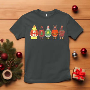 Сute Christmas Chickens T Shirt Funny Xmas Chickens Farm Animals Lover Gift TS10 Dark Heather Print Your Wear