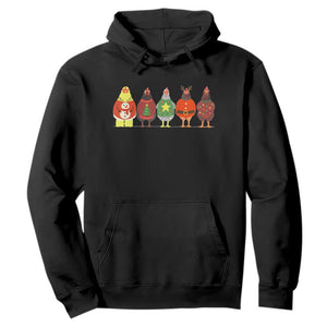 Сute Christmas Chickens Hoodie Funny Xmas Chickens Farm Animals Lover Gift TS10 Black Print Your Wear