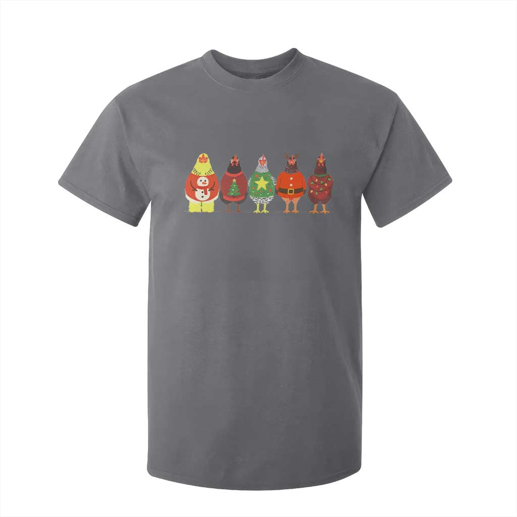 Сute Christmas Chickens T Shirt For Kid Funny Xmas Chickens Farm Animals Lover Gift TS10 Charcoal Print Your Wear