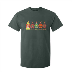 Сute Christmas Chickens T Shirt For Kid Funny Xmas Chickens Farm Animals Lover Gift TS10 Dark Forest Green Print Your Wear