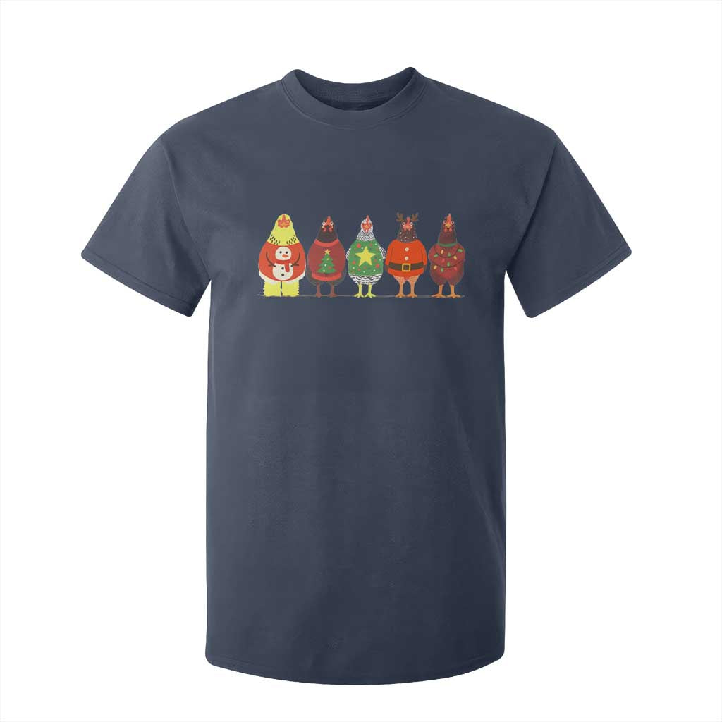 Сute Christmas Chickens T Shirt For Kid Funny Xmas Chickens Farm Animals Lover Gift TS10 Navy Print Your Wear