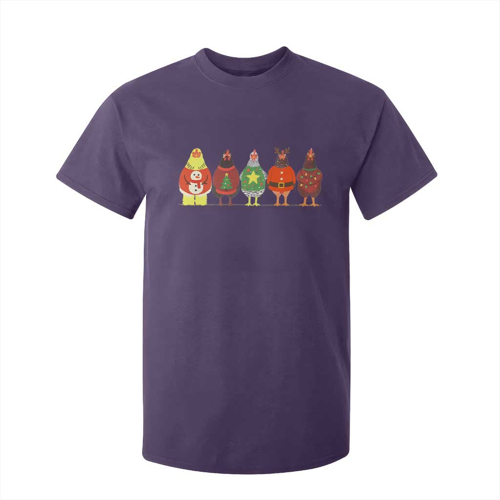 Сute Christmas Chickens T Shirt For Kid Funny Xmas Chickens Farm Animals Lover Gift TS10 Purple Print Your Wear