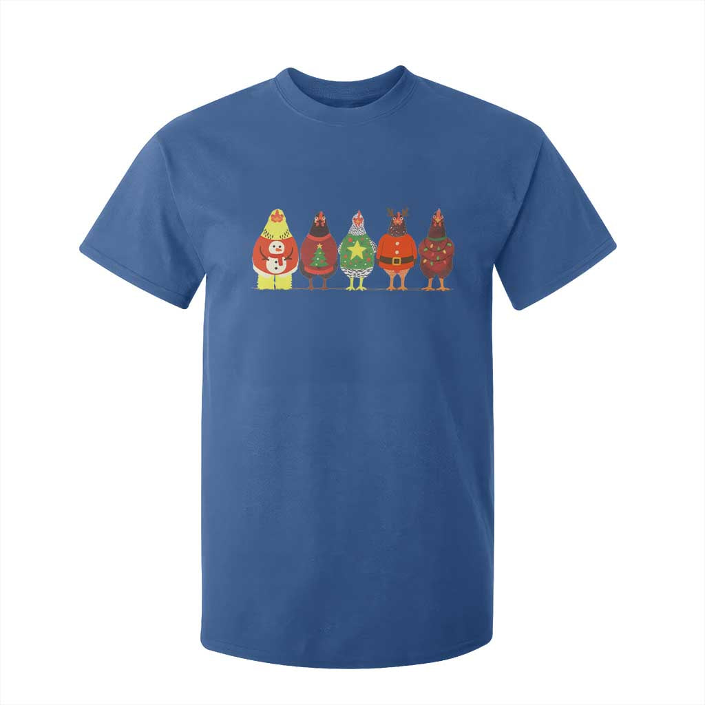 Сute Christmas Chickens T Shirt For Kid Funny Xmas Chickens Farm Animals Lover Gift TS10 Royal Blue Print Your Wear
