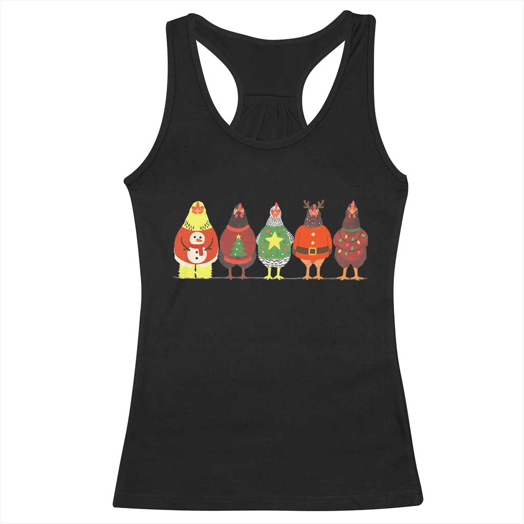 Сute Christmas Chickens Racerback Tank Top Funny Xmas Chickens Farm Animals Lover Gift TS10 Black Print Your Wear
