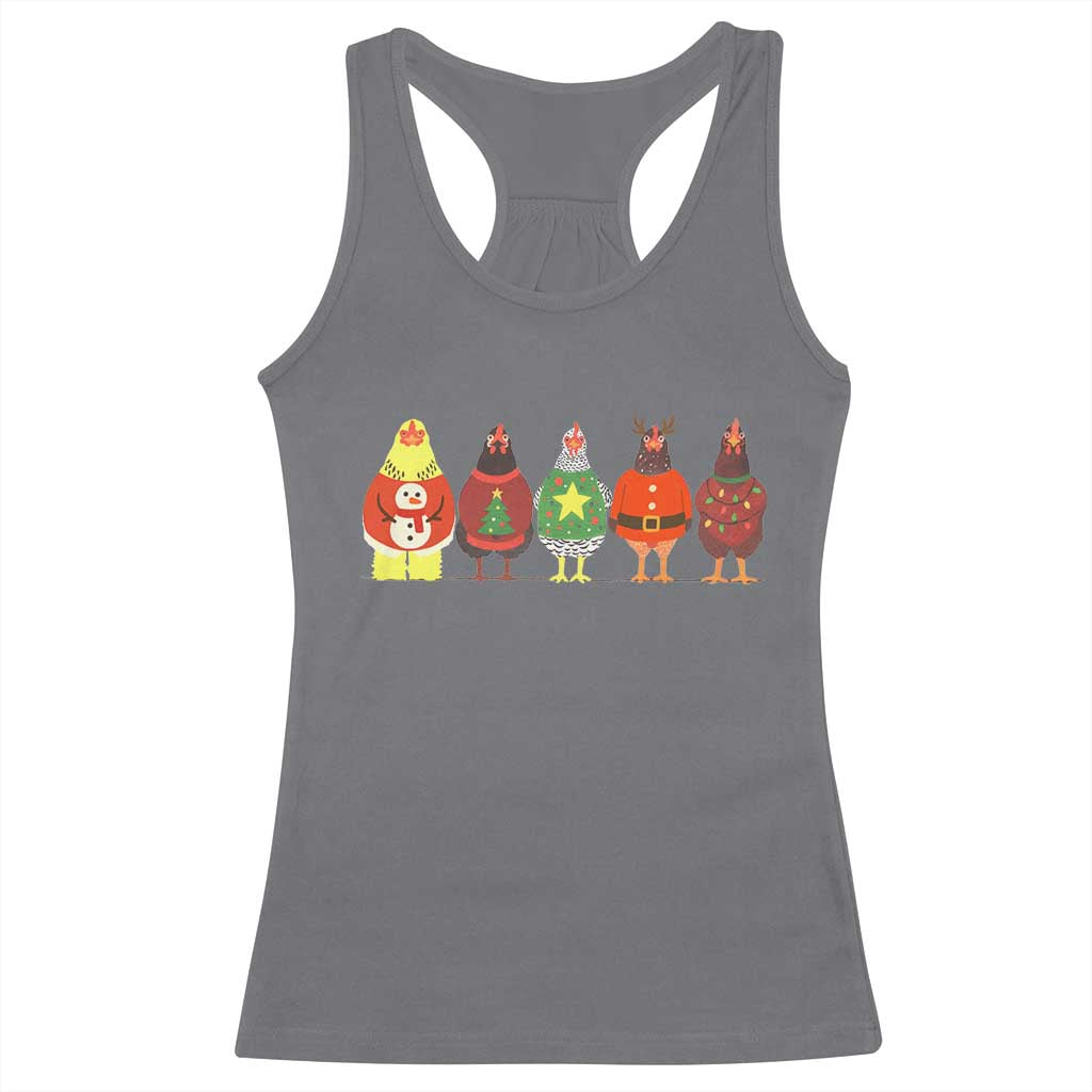 Сute Christmas Chickens Racerback Tank Top Funny Xmas Chickens Farm Animals Lover Gift TS10 Charcoal Print Your Wear