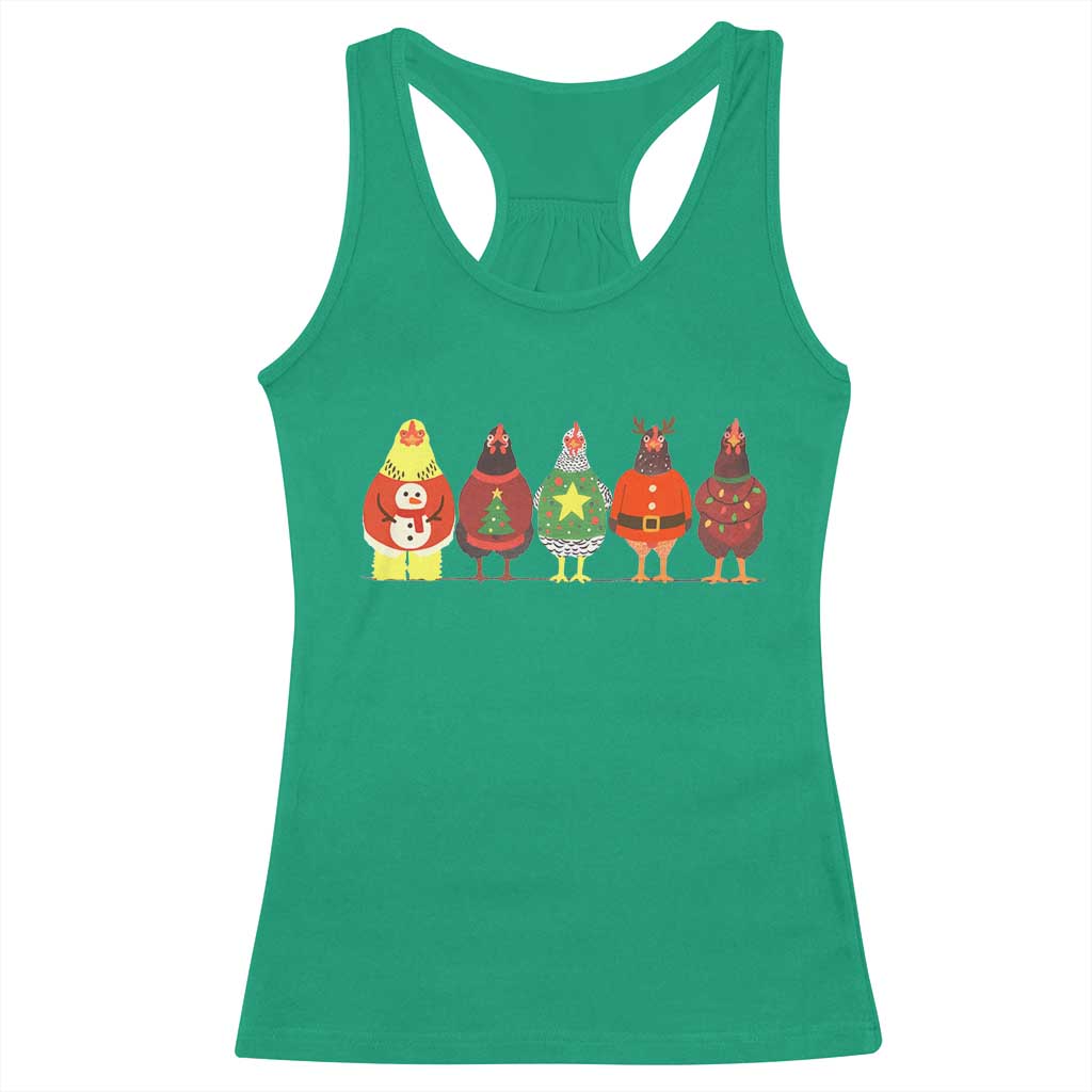 Сute Christmas Chickens Racerback Tank Top Funny Xmas Chickens Farm Animals Lover Gift TS10 Irish Green Print Your Wear