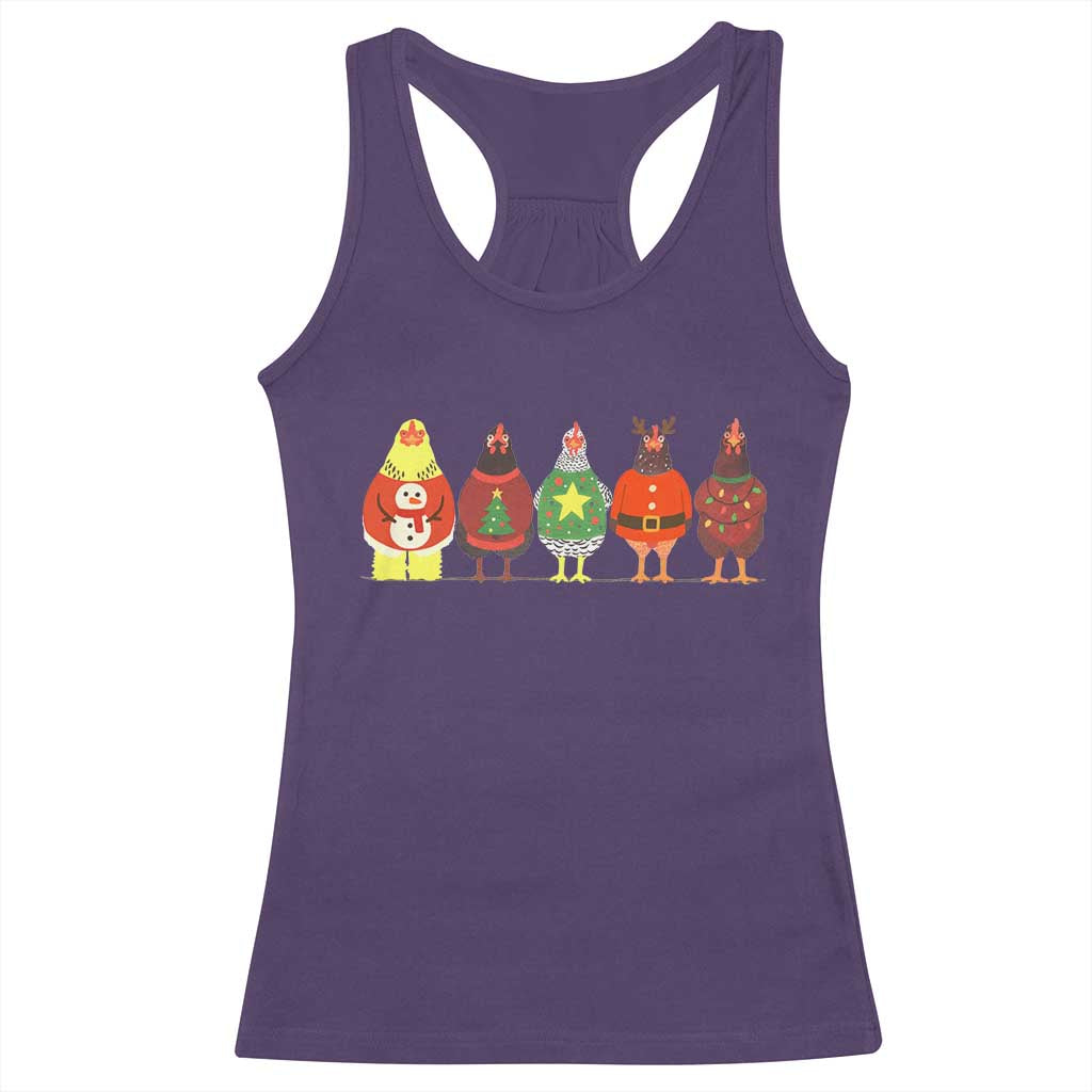 Сute Christmas Chickens Racerback Tank Top Funny Xmas Chickens Farm Animals Lover Gift TS10 Purple Print Your Wear