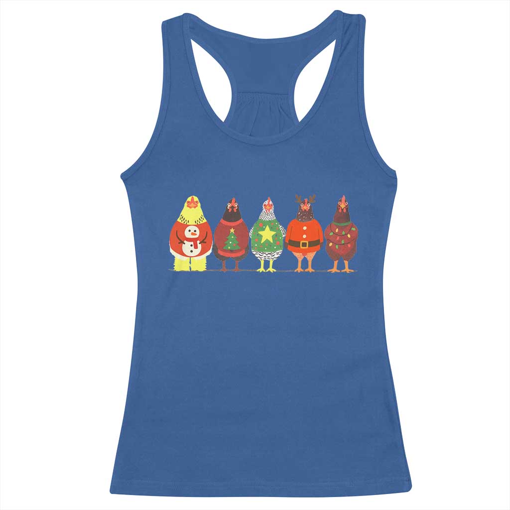 Сute Christmas Chickens Racerback Tank Top Funny Xmas Chickens Farm Animals Lover Gift TS10 Royal Blue Print Your Wear