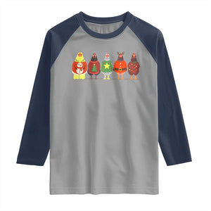 Сute Christmas Chickens Raglan Shirt Funny Xmas Chickens Farm Animals Lover Gift TS10 Sport Gray Navy Print Your Wear