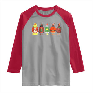 Сute Christmas Chickens Raglan Shirt Funny Xmas Chickens Farm Animals Lover Gift TS10 Sport Gray Red Print Your Wear