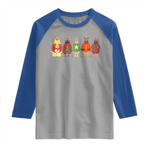Сute Christmas Chickens Raglan Shirt Funny Xmas Chickens Farm Animals Lover Gift TS10 Sport Gray Royal Print Your Wear