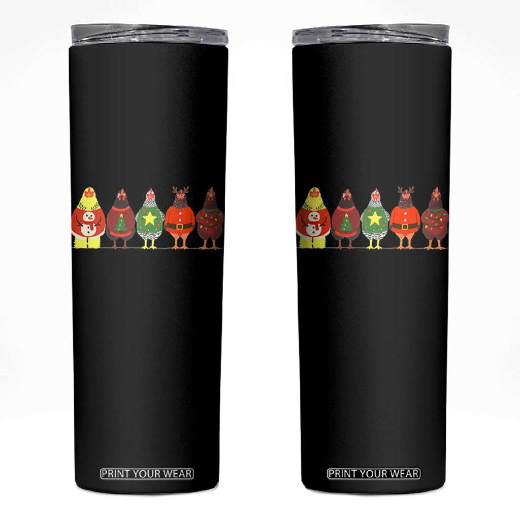 Сute Christmas Chickens Skinny Tumbler Funny Xmas Chickens Farm Animals Lover Gift TS10 Black Print Your Wear