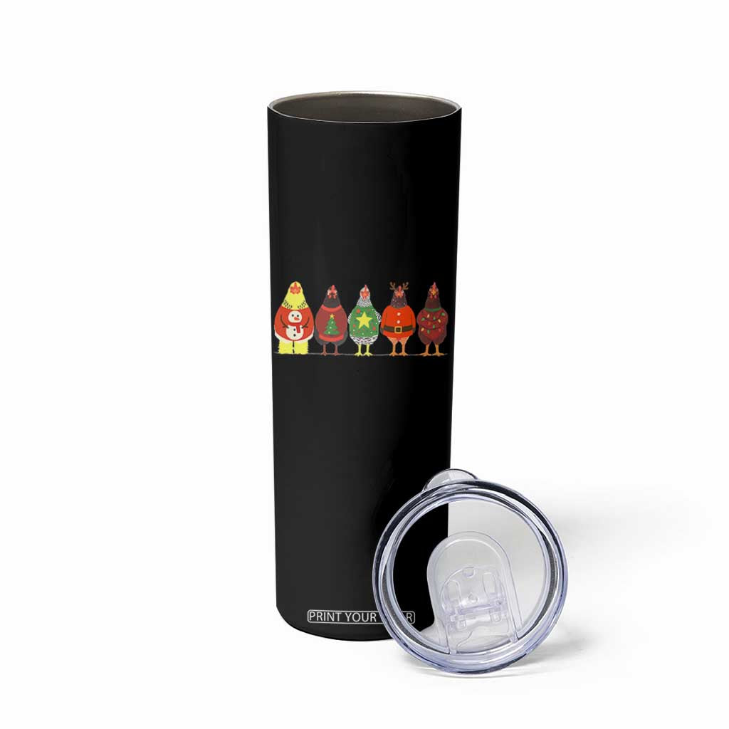 Сute Christmas Chickens Skinny Tumbler Funny Xmas Chickens Farm Animals Lover Gift - Print Your Wear