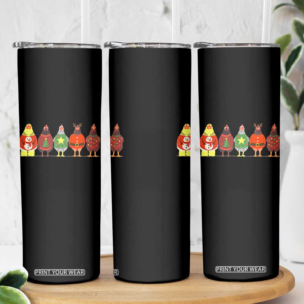 Сute Christmas Chickens Skinny Tumbler Funny Xmas Chickens Farm Animals Lover Gift - Print Your Wear