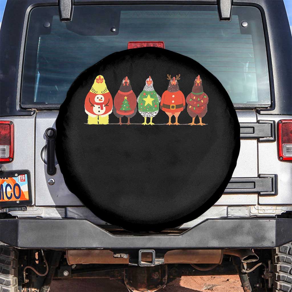 Сute Christmas Chickens Spare Tire Cover Funny Xmas Chickens Farm Animals Lover Gift TS10 No hole Black Print Your Wear