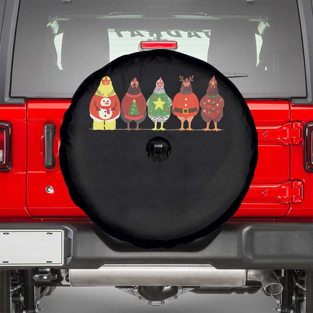 Сute Christmas Chickens Spare Tire Cover Funny Xmas Chickens Farm Animals Lover Gift TS10 Black Print Your Wear