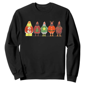 Сute Christmas Chickens Sweatshirt Funny Xmas Chickens Farm Animals Lover Gift TS10 Black Print Your Wear