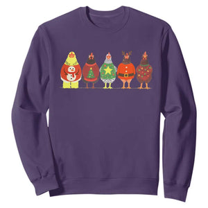 Сute Christmas Chickens Sweatshirt Funny Xmas Chickens Farm Animals Lover Gift TS10 Purple Print Your Wear