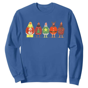 Сute Christmas Chickens Sweatshirt Funny Xmas Chickens Farm Animals Lover Gift TS10 Royal Blue Print Your Wear