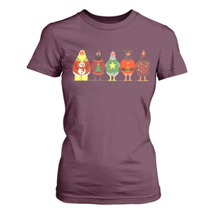 Сute Christmas Chickens T Shirt For Women Funny Xmas Chickens Farm Animals Lover Gift TS10 Maroon Print Your Wear